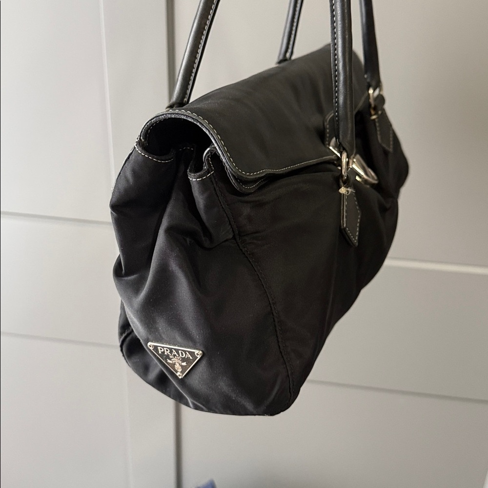 Prada Black Leather and Nylon Shoulder Bag - Picture 2 of 6